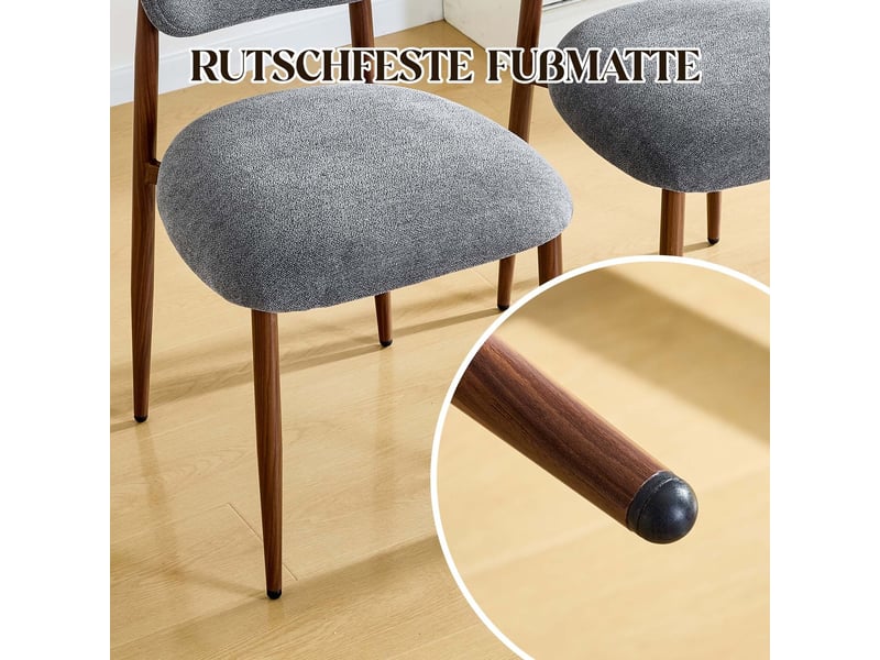  Table et chaises de salle à manger lot de 2 chaises assise rembourrée dossier courbé style moderne  - Conforama E
