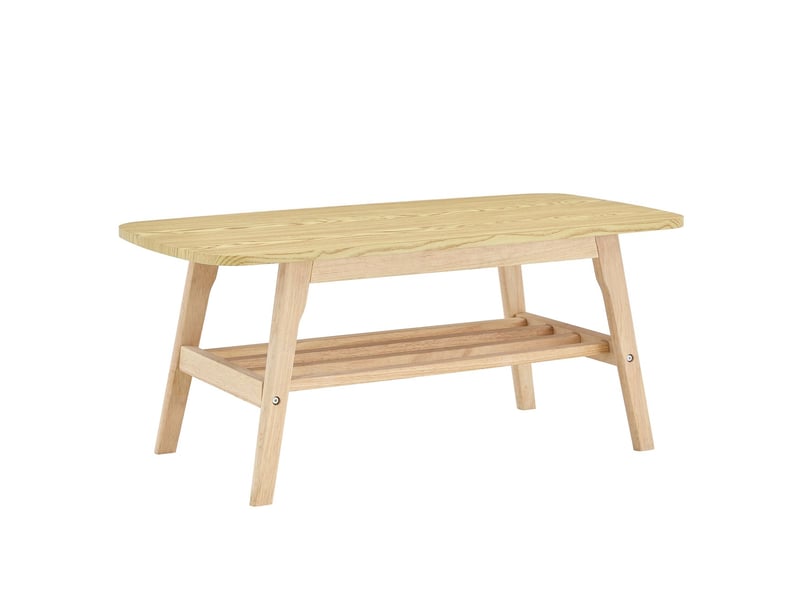  Table basse avec rangement 100 cm bois massif structure à deux niveaux très grand rangement  - Conforama A