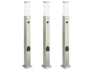 Lot de 3 borne lumineuse avec détecteur et prise 80 cm acier inoxydable ip44 shl97886