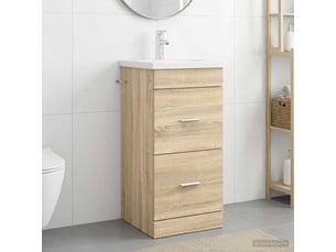 Meuble salle de bain avec évier, meuble de rangement chêne sonoma shl7970