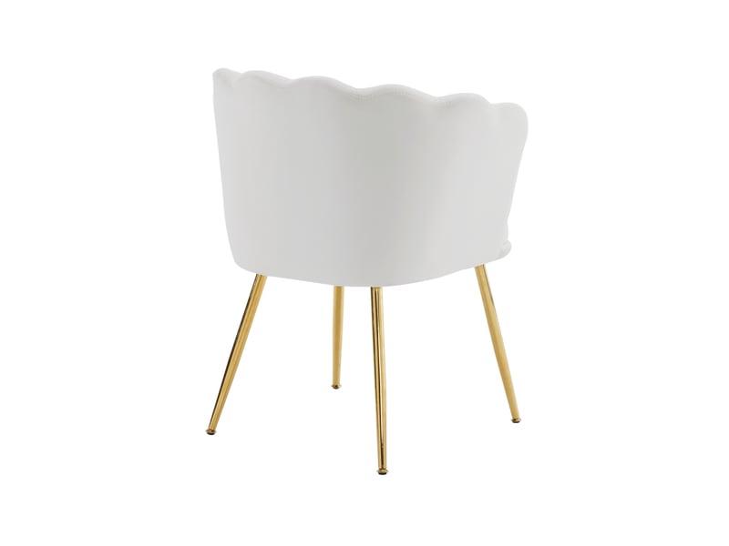  Lot de 6 chaises en velours beige avec dossier en forme de pétale, pieds en métal doré et coussins papillon  - Conforama A