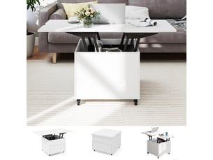 3 en 1 table basse relevable avec roulettes, table basse extensible à manger salon hauteur réglable avec tiroir rangement,60-120x60x50-66cm (blanc)