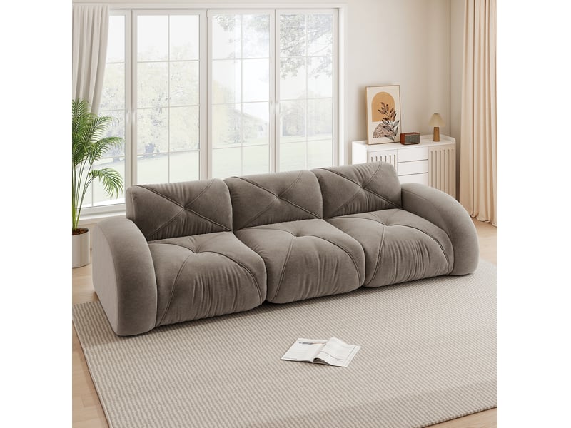  Canapé modulable sans cadre 3 places en chenille taupe  - Conforama B