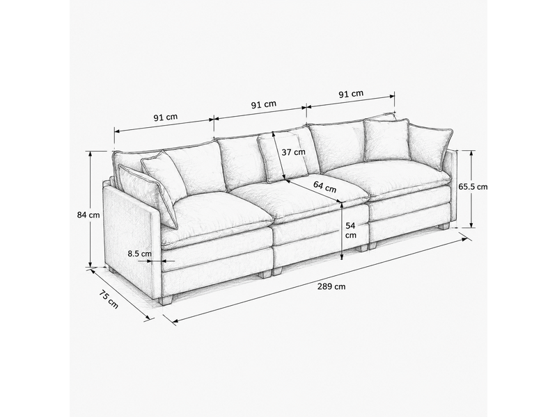  Canapé nuage 3 places moderne en chenille respirante coussins double couche vert  - Conforama C