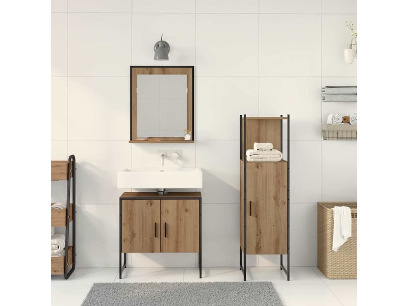  Ensemble de mobilier de salle de bain 3 pc marron cf64396  - Conforama D