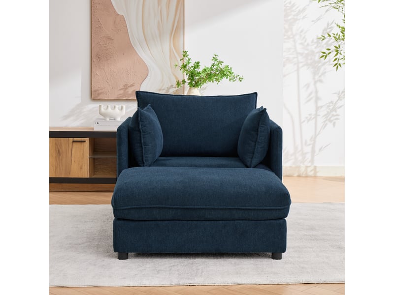  Canapé 1 place minimaliste en tissu avec pouf de rangement pour petits espaces  - Conforama B