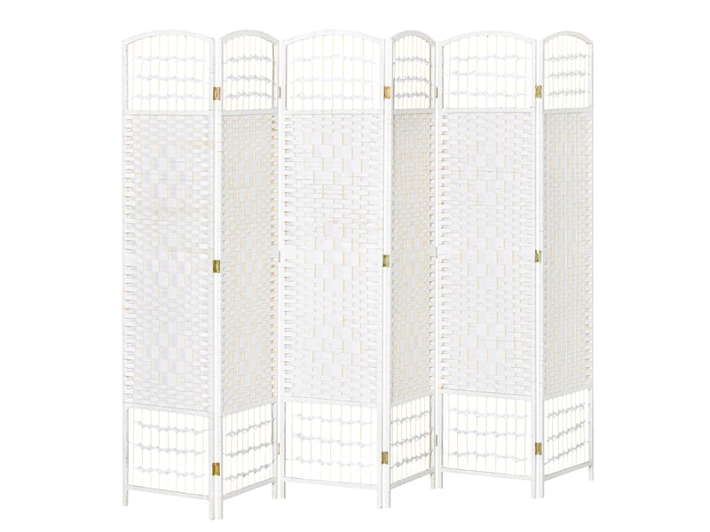  Paravent en bois 242 x 170 cm séparateur de pièce pliable 6 panneaux cloison de séparation chambre à coucher intérieur maison blanc  - Conforama B