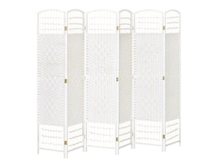 Paravent en bois 242 x 170 cm séparateur de pièce pliable 6 panneaux cloison de séparation chambre à coucher intérieur maison blanc