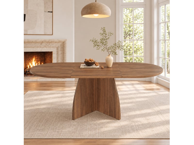 Table de salle à manger extensible pour 6 à 8 personnes, plateau stable de 18 mm en mdf noyer, 120180 × 90 × 75 cm - Conforama C
