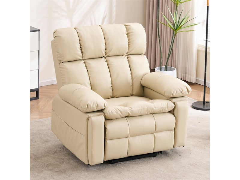  Fauteuil relax électrique releveur - 109x107x109cm - double moteur massage chauffant têtière réglable salon - blanc crème  - Conforama B