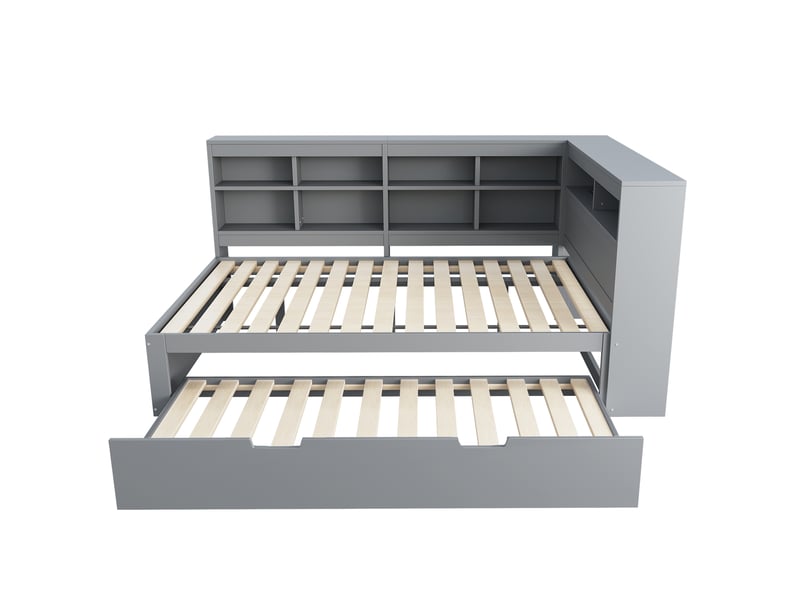 Lit convertible en bois gris 140x200 cm - Conforama A