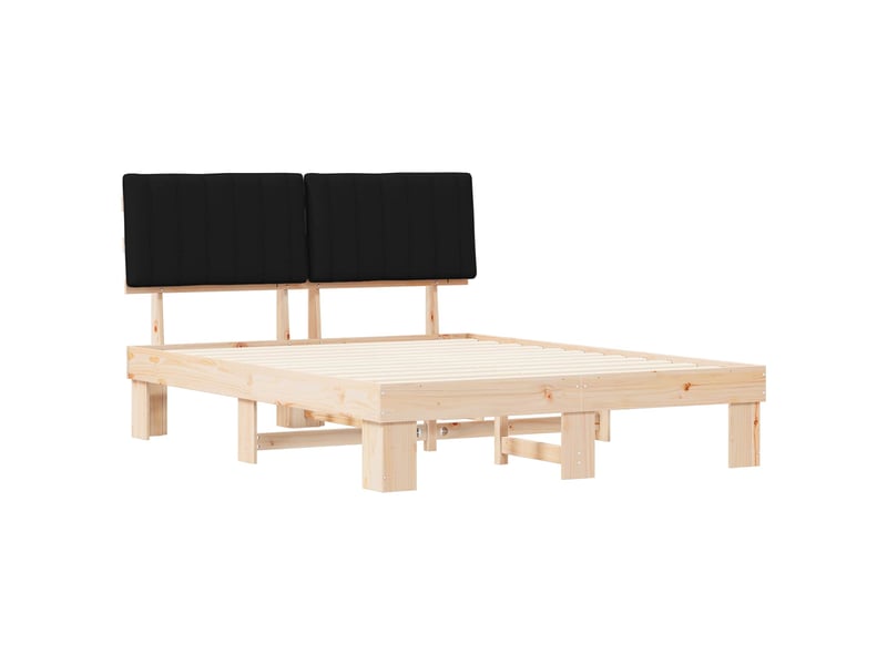  Lit double- lit adulte -  cadre de lit avec tête de lit rembourrée noir 160 x 200 cm  - Conforama C