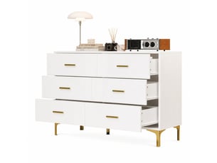 Commode 6 tiroir(s)    BEAOK  coloris blanc largeur 120 cm
