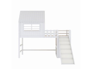 Lit cabane 90x200 cm <strong>ZOVIRA</strong>  <strong></strong> coloris blanc