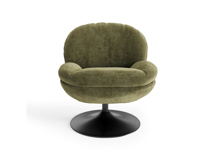  Fauteuil pivotant en velours bouclé vert vintage aspen APF25VBVV - Conforama E