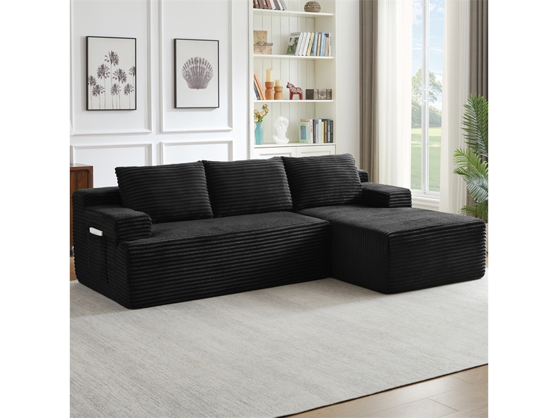  Canapé d’angle cloud en l gris foncé modulable sans montage, convertible avec assise profonde, 4 places  - Conforama D