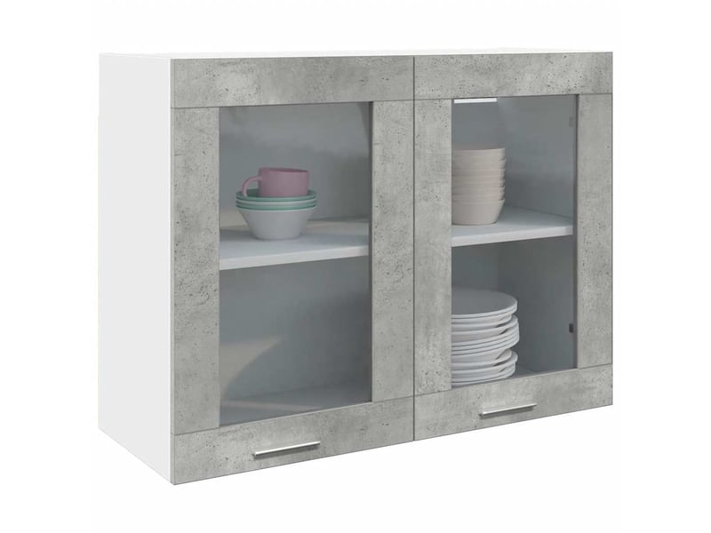  Vitrine suspendue lyon gris béton 80 x 31 x 60 cm  - Conforama A
