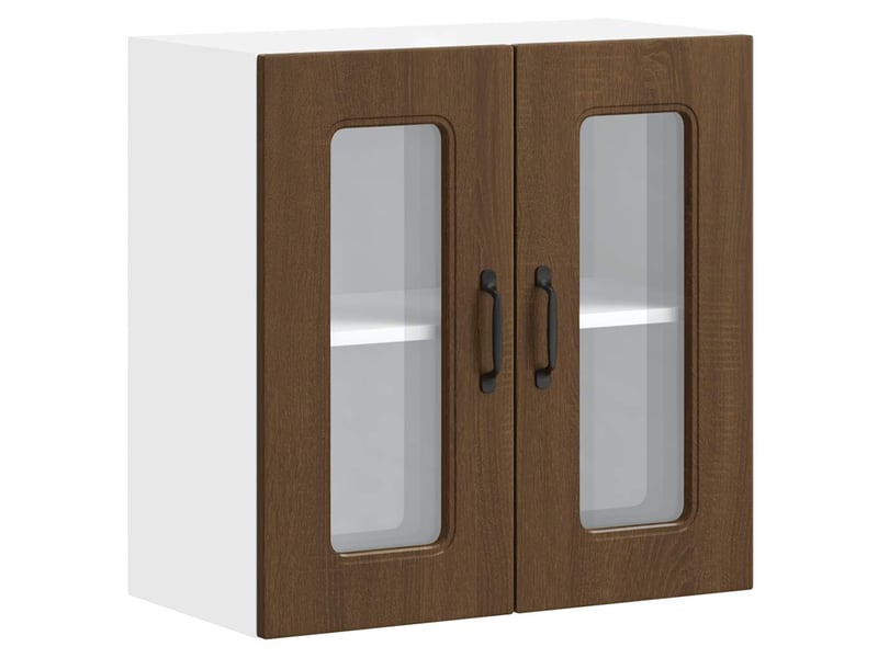  Armoire murale de cuisine et porte en verre kalmar chêne marron shl8627  - Conforama A