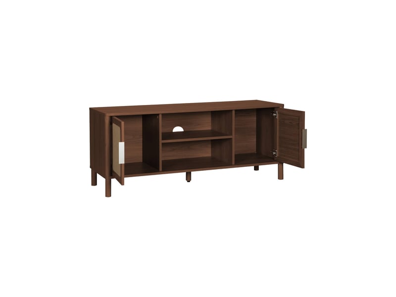 Meuble tv vintage décor bois et cannage 2 portes 120cm noyer - etta  - Conforama B