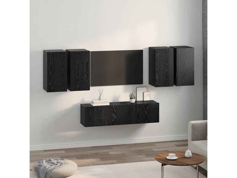  Ensemble meuble tv - banc tv - meuble de rangement 6 pcs chêne noir bois d'ingénierie  - Conforama D
