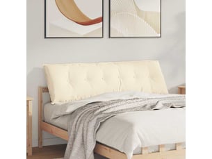 Coussin de dos, coussin de dossier crème 160 x 50 cm tissu en velours côtelé cf54622