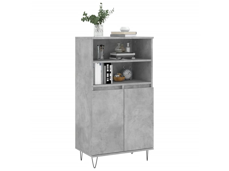  Buffet haut - bahut - meuble de rangement gris béton 60x36x110 cm bois d'ingénierie  - Conforama C