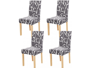 Lot de 4 housses de chaises de salle à manger, élastiques, amovibles, lavables, taille universelle, grises