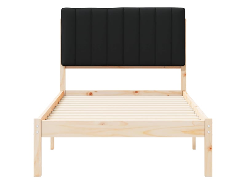  Lit simple- lit adulte -  cadre de lit avec tête de lit rembourrée noir 90 x 190 cm  - Conforama D