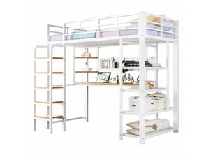 Lit mezzanine 90x200 cm <strong>OKMYHOME</strong>  <strong></strong> coloris blanc