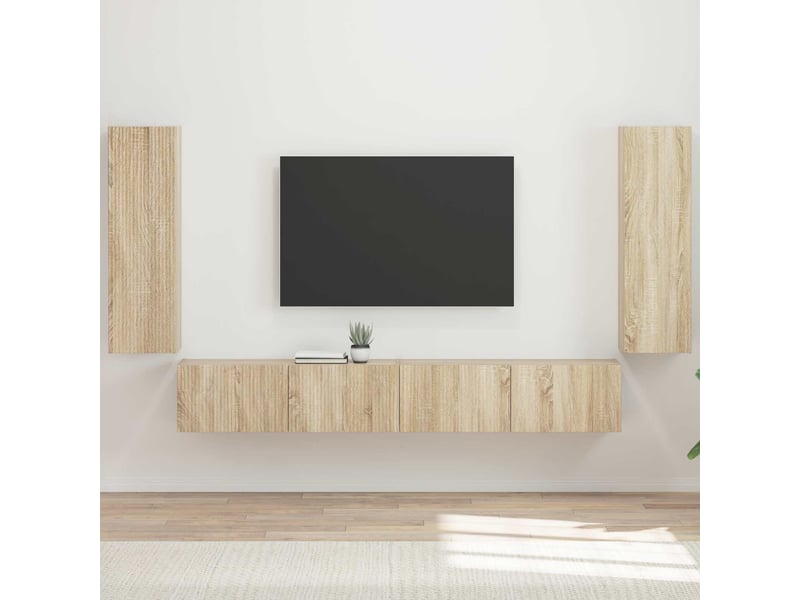  Ensemble de meuble tv - banc tv - meuble de rangement mural 4 pcs chêne sonoma bois d'ingénierie  - Conforama B