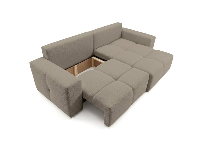  Celine - canapé d'angle convertible et réversible 4 places en bouclette  - Conforama D