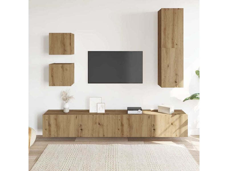  Ensemble de meuble tv - banc tv - meuble de rangement mural 5 pcs chêne artisanal  - Conforama C