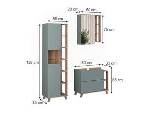 Vicco meubles bain, bleusonoma, 3 pièces