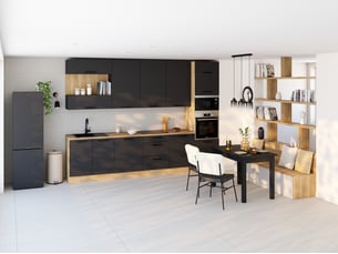 Cuisine sur mesure en kit <strong>Nougat</strong> Noir mat fabriquée en France