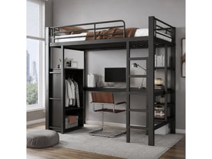 Lit mezzanine 90x200 cm <strong>STILVORA</strong> <strong></strong> coloris noir