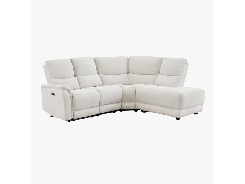 Canapé d'angle relax électrique en tissu blanc écru - angle droit - Conforama E