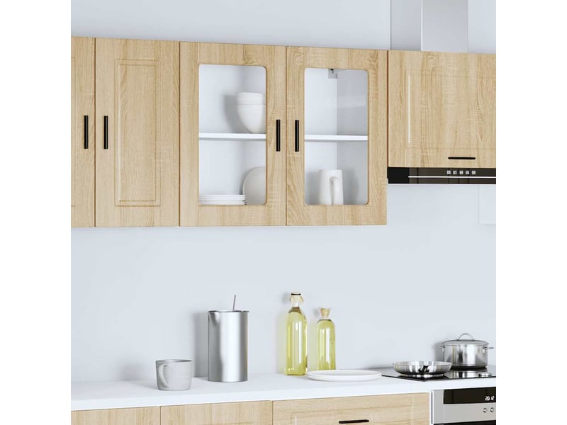Armoire murale de cuisine et porte en verre porto chêne sonoma shl6196 - Conforama B