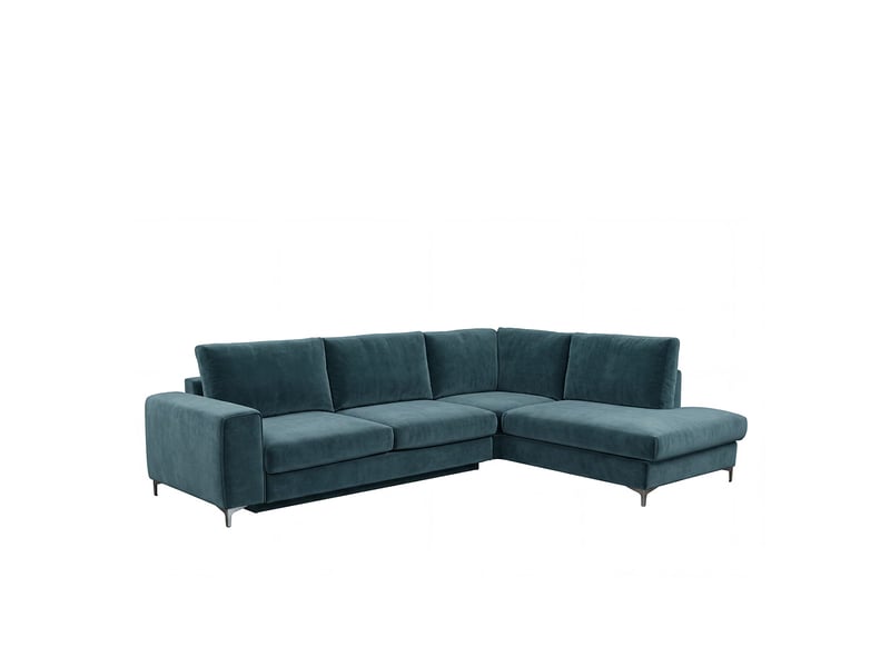  Canapé angle droit fiesole en velours bleu pétrole - 4 places 3CA52.PI.4AC.D.24 - Conforama D