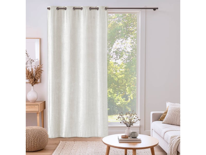  Rideau en velours jacquard isak 140x260cm naturel  - Conforama E