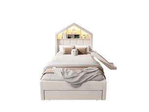 Lit simple 90x200 cm <strong>OOIILLEE</strong>  <strong></strong> coloris beige