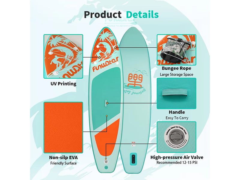  Planche de SUP Funwater SUPFW28C - 350x86x15cm 180kg  - Conforama R