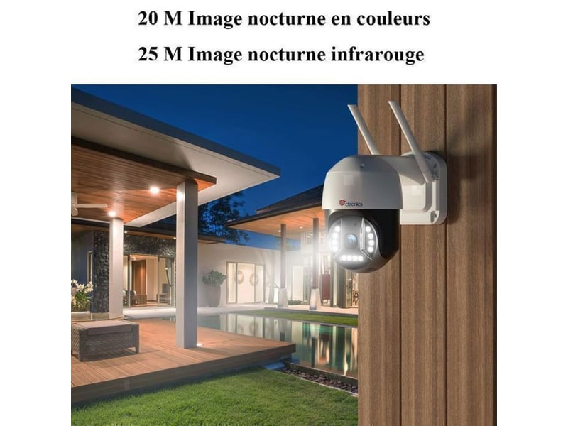  Camera wifi ptz exterieur 4k 8mp double bande 2.45ghz vision nocturne couleur 20 m suivi auto 355°  - Conforama B