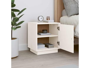 Table de chevet - cabinet de chevet - table de nuit blanc 40x34x45 cm bois de pin massif