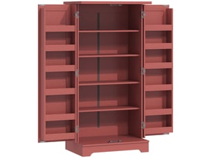 Buffet cuisine armoire de cuisine 5 niveaux avec portes et étagères réglables 60l x 40p x 120h cm grain de bois rouge