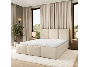 Lit coffre 160x200 cm <strong>MASSENO</strong> <strong></strong> coloris beige