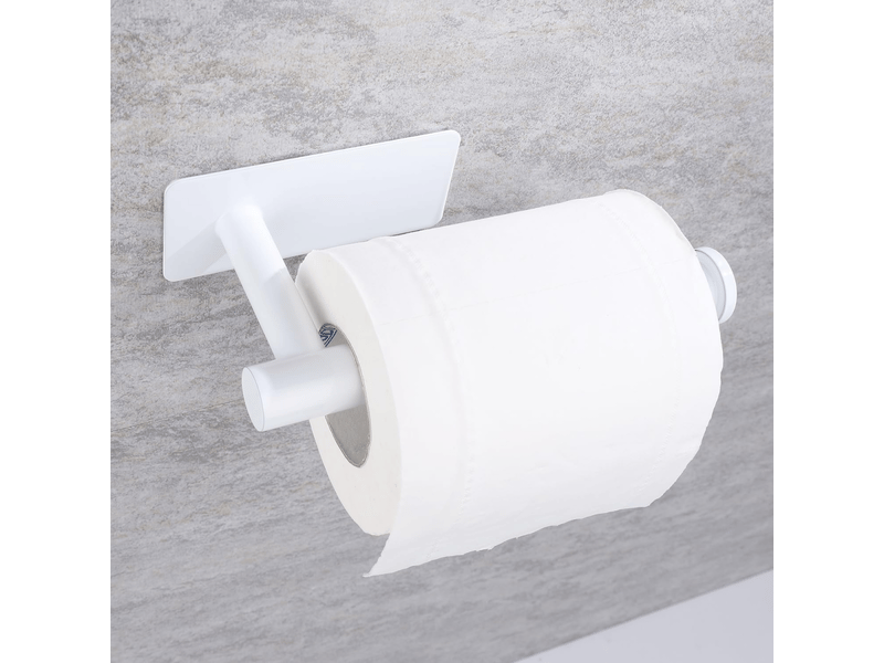 Porte-papier toilette en acier inoxydable, sans perçage, adapté à la salle de bain et à la cuisine, carré blanc - Conforama E