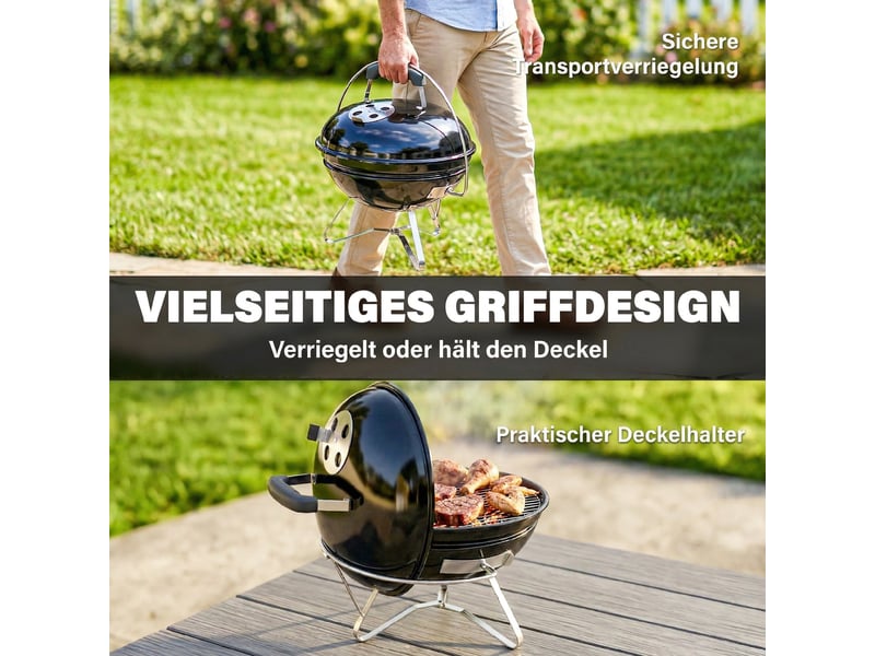  Barbecue au charbon portable, grill boule avec couvercle, 41 x 41 x 44 cm  - Conforama W