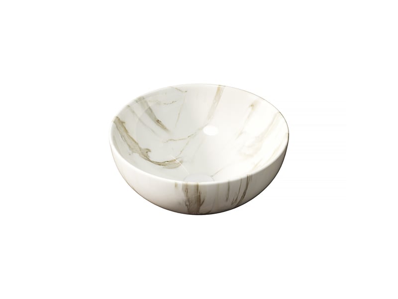 Lavabo à poser en céramique avec surface non poreuse pour salle de bain, 48×48×28 cm, blanc - Conforama E