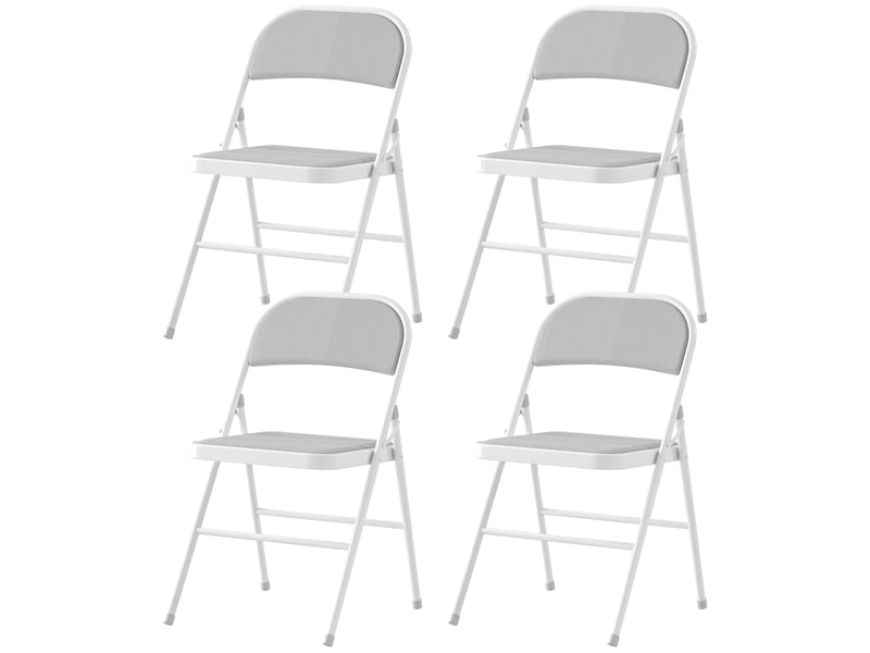  Lot de 4 chaises pliantes chaises de salle à manger portables cadre en acier 45 x 46 x 78 cm blanc  - Conforama B