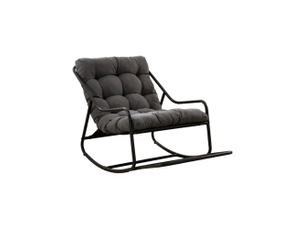 Fauteuil à bascule extérieur 75x116x82 cm – gris et noir – coussin épais et balancement réglable sécurisé